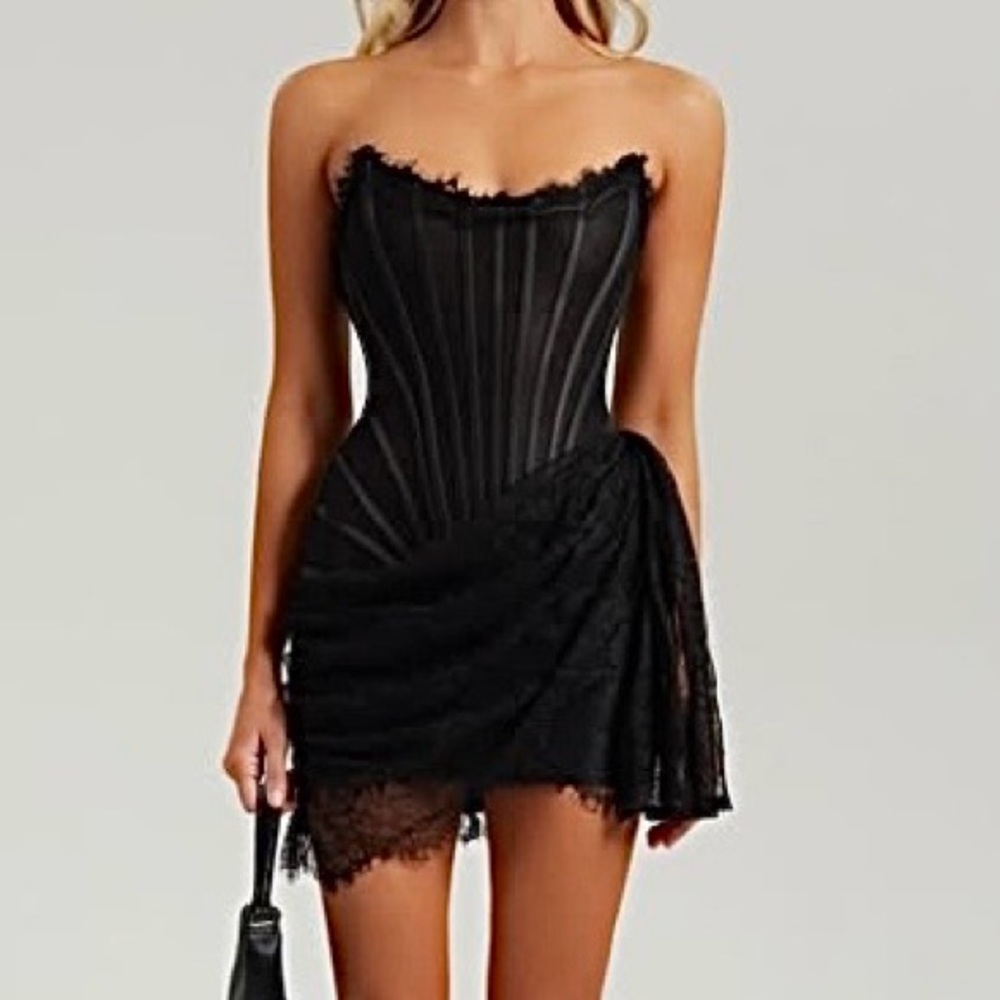Heiress Beverly Hills Corset Mini Dress black lace